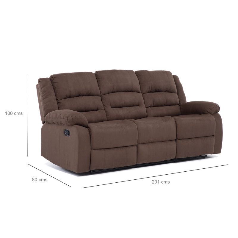 SOFÁ DANIELS 98060S 3 CUERPOS TERCIOPELO CAFE RECLINABLE CLÁSICO MARTELL MARRÓN - 10