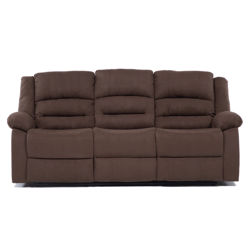 SOFÁ DANIELS 98060S 3 CUERPOS TERCIOPELO CAFE RECLINABLE CLÁSICO MARTELL MARRÓN - 2
