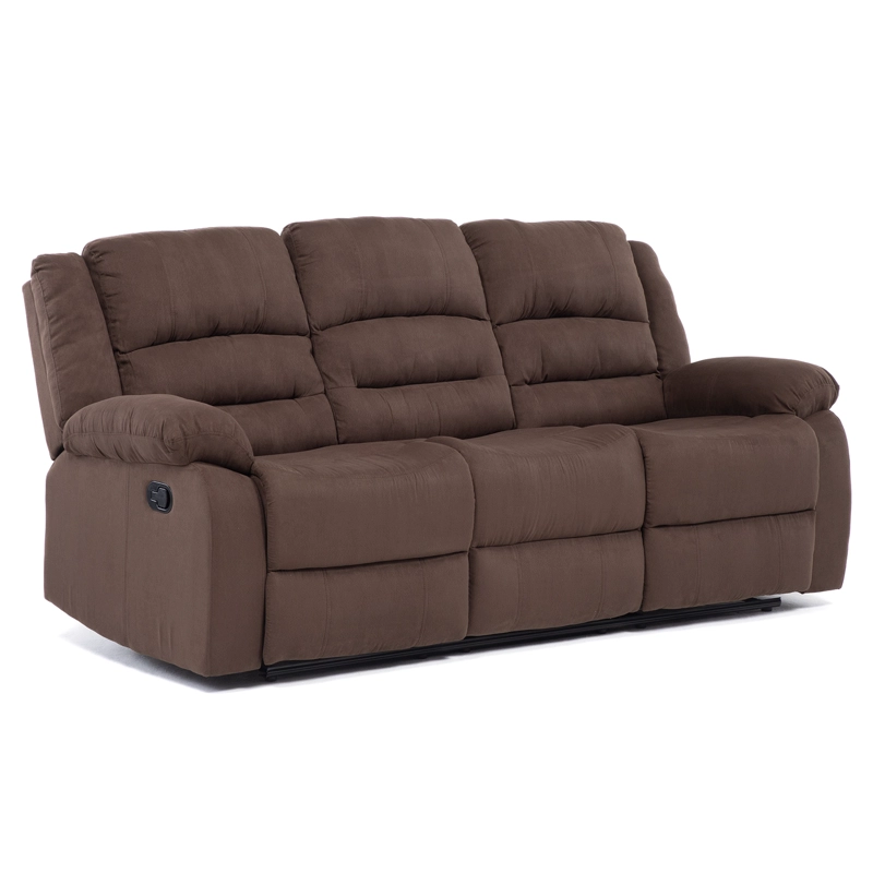 SOFÁ DANIELS 98060S 3 CUERPOS TERCIOPELO CAFE RECLINABLE CLÁSICO MARTELL MARRÓN - 3