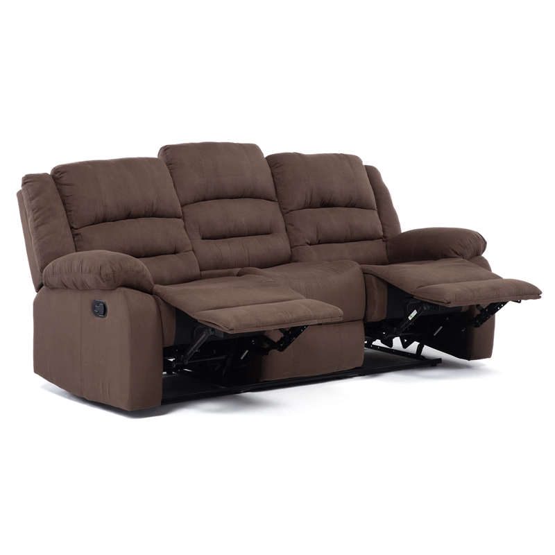 SOFÁ DANIELS 98060S 3 CUERPOS TERCIOPELO CAFE RECLINABLE CLÁSICO MARTELL MARRÓN - 4