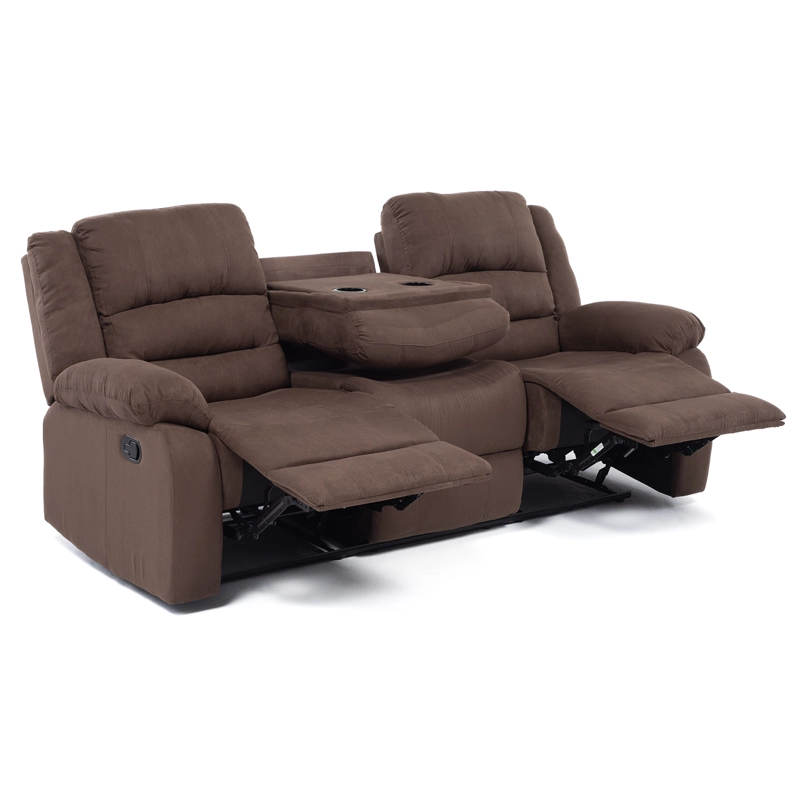 SOFÁ DANIELS 98060S 3 CUERPOS TERCIOPELO CAFE RECLINABLE CLÁSICO MARTELL MARRÓN - 5