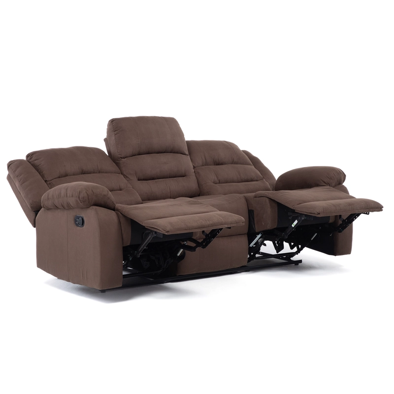 SOFÁ DANIELS 98060S 3 CUERPOS TERCIOPELO CAFE RECLINABLE CLÁSICO MARTELL MARRÓN - 6