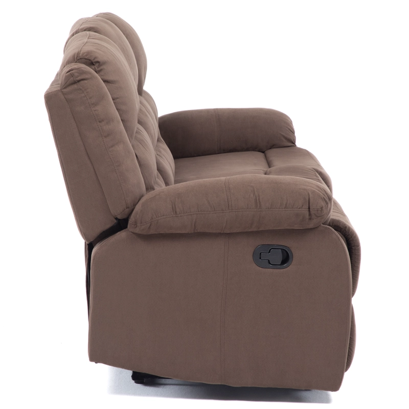 SOFÁ DANIELS 98060S 3 CUERPOS TERCIOPELO CAFE RECLINABLE CLÁSICO MARTELL MARRÓN - 7