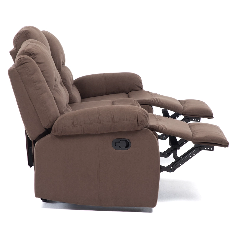 SOFÁ DANIELS 98060S 3 CUERPOS TERCIOPELO CAFE RECLINABLE CLÁSICO MARTELL MARRÓN - 8