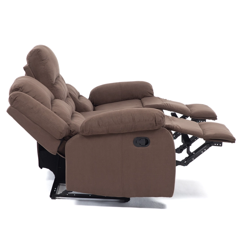 SOFÁ DANIELS 98060S 3 CUERPOS TERCIOPELO CAFE RECLINABLE CLÁSICO MARTELL MARRÓN - 9