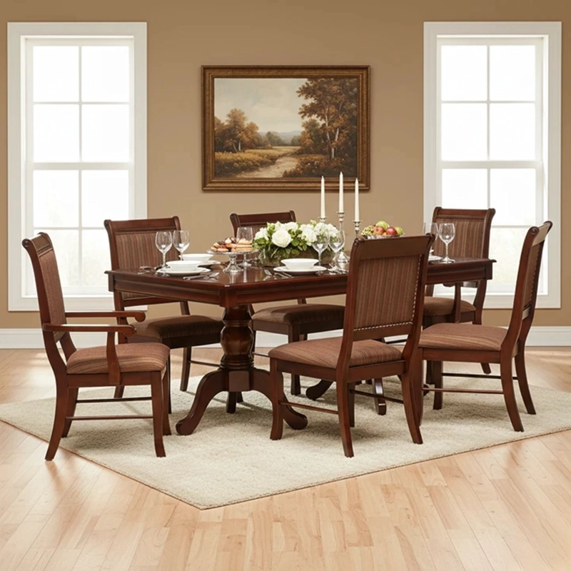 MESA COMEDOR TRADICIONAL + 4 SILLAS 2 SITIALES TERNARA BEIGE - 1