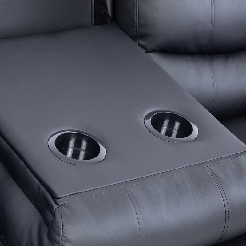 SOFA ROMA 3 CUERPOS NEGRO RECLINABLE MODERNO - 4