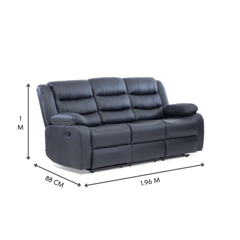 SOFA ROMA 3 CUERPOS NEGRO RECLINABLE MODERNO - 5