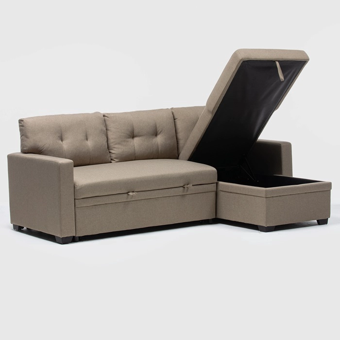 SOFÁ SECCIONAL DANIELS SIDNEY KMB1002BE LIBRE DISPOSICIÓN 3 CUERPOS LINO BEIGE CAMA 2 PLAZAS - 2