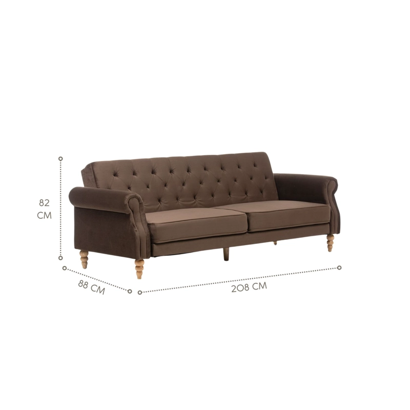 SOFÁ FUTÓN 3 CUERPOS CLÁSICO MILÁN CAFÉ EG2025BR - 12