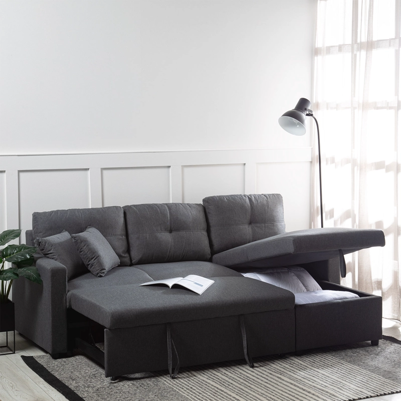 SOFÁ DANIELS KMB1002GY LIBRE DISPOSICIÓN 3 CUERPOS GRIS CAMA 2 PLAZAS MODERNO - 1