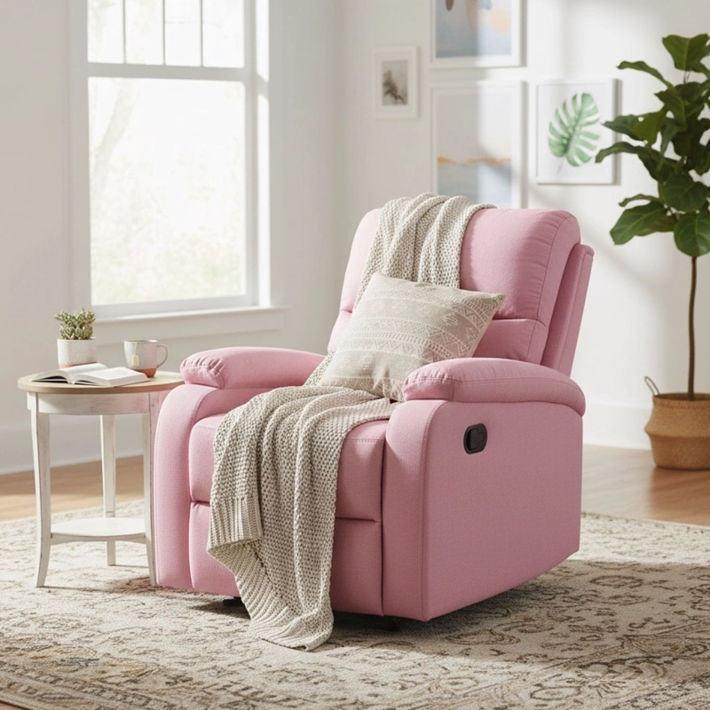 BERGER RECLINABLE MODERNO DE LINO ROSA MATHEUS VS8070BPK - 1