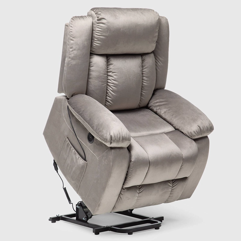 BERGER RECLINABLE ELÉCTRICO LIFT + MASAJE + CALENTADOR LIVORNO GRIS CLARO KM8822MLG - 2