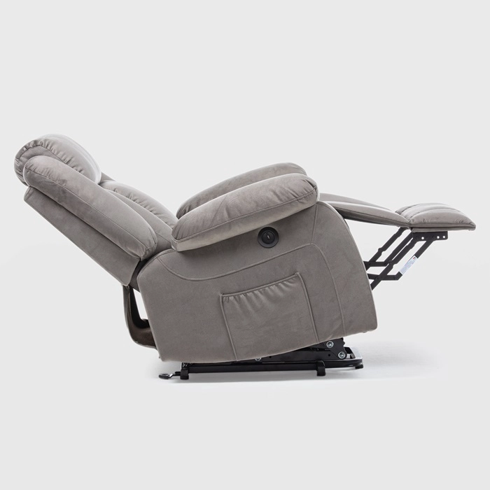 BERGER RECLINABLE ELÉCTRICO LIFT + MASAJE + CALENTADOR LIVORNO GRIS CLARO KM8822MLG - 3