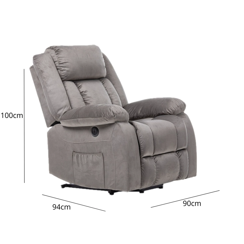 BERGER RECLINABLE ELÉCTRICO LIFT + MASAJE + CALENTADOR LIVORNO GRIS CLARO KM8822MLG - 9
