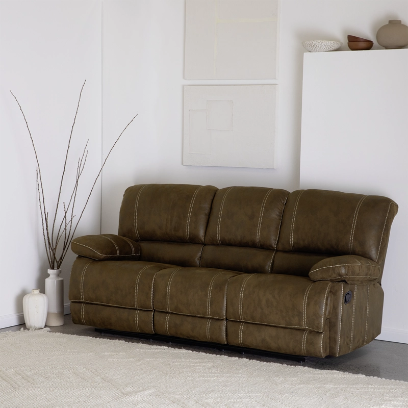 SOFÁ 3 CUERPOS 3 RECLINABLE CLÁSICO CASTLE CUERO VIEJO 98023R4S - 1