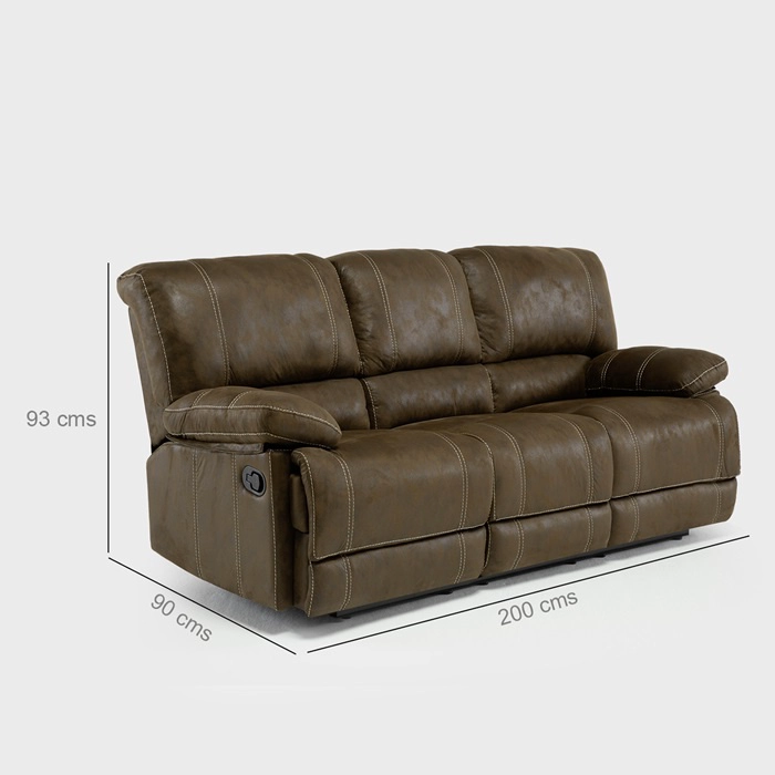 SOFÁ 3 CUERPOS 3 RECLINABLE CLÁSICO CASTLE CUERO VIEJO 98023R4S - 3