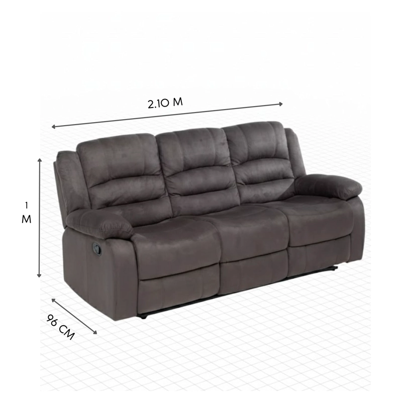 SOFÁ 3 CUERPOS RECLINABLE CLÁSICO MARTELL GRIS 98060SGR - 9