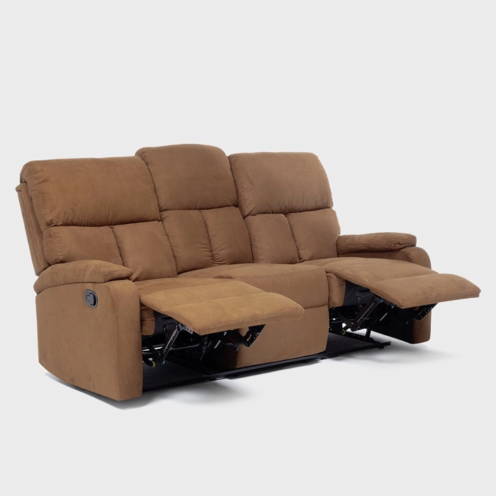 SOFÁ DANIELS VS8070SBR 3 CUERPOS TERCIOPELO CAFÉ RECLINABLE MODERNO MATHEUS - 5