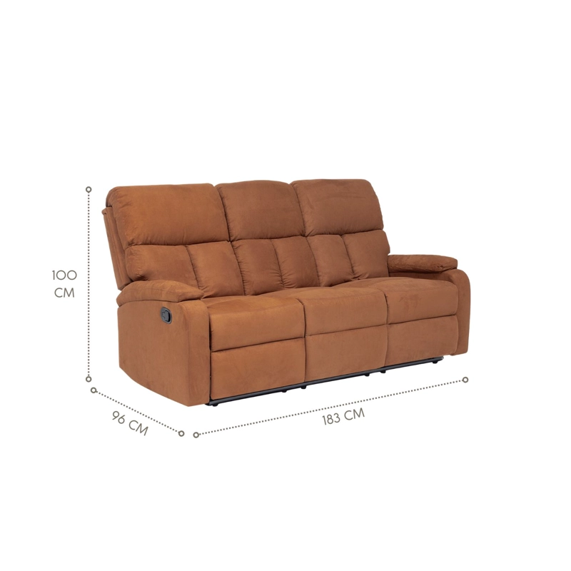 SOFÁ DANIELS VS8070SBR 3 CUERPOS TERCIOPELO CAFÉ RECLINABLE MODERNO MATHEUS - 8