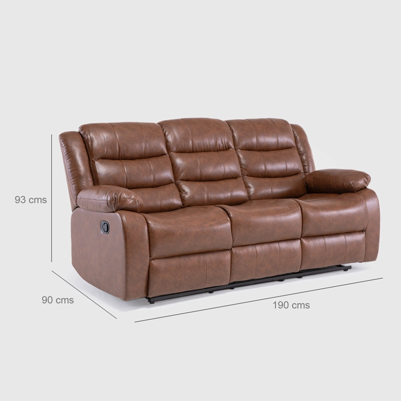 SOFÁ DANIELS KM060SBR 3 CUERPOS CAFÉ RECLINABLE MODERNO ROMA - 2