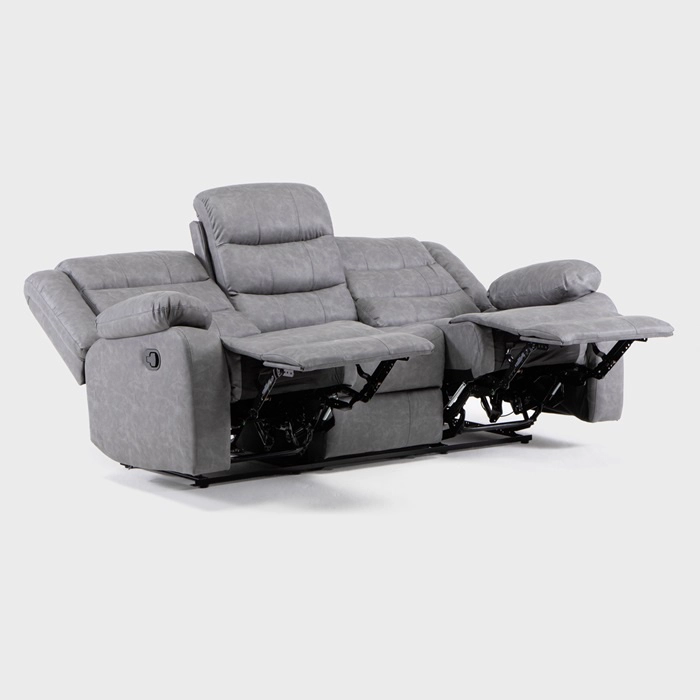 SOFÁ DANIELS KM060SGR 3 CUERPOS GRIS RECLINABLE MODERNO ROMA - 4