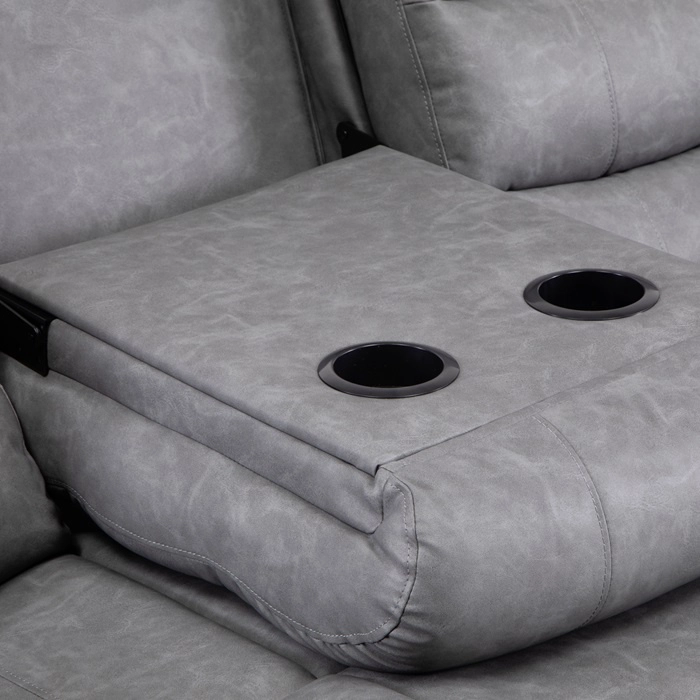 SOFÁ DANIELS KM060SGR 3 CUERPOS GRIS RECLINABLE MODERNO ROMA - 8