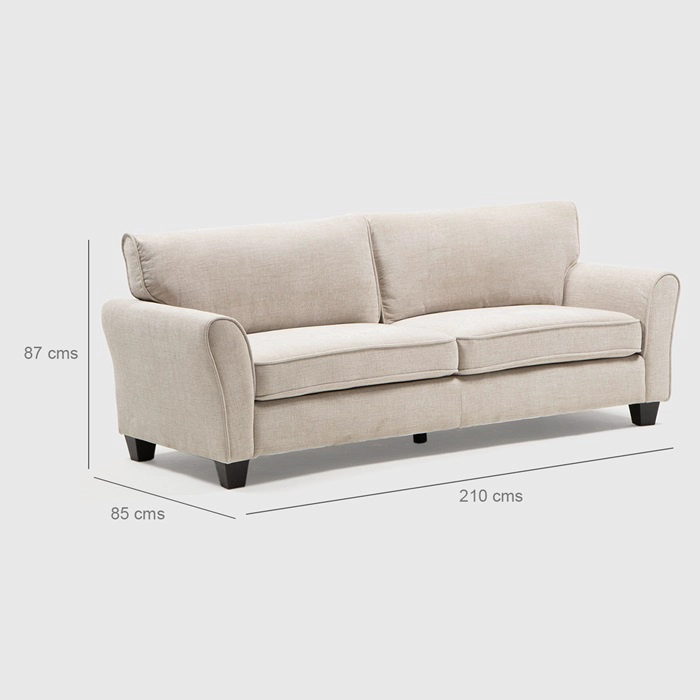 SOFÁ DANIELS KM2500S 3 CUERPOS BEIGE MODERNO ELEGANTE NEW CHARLOTTE - 3