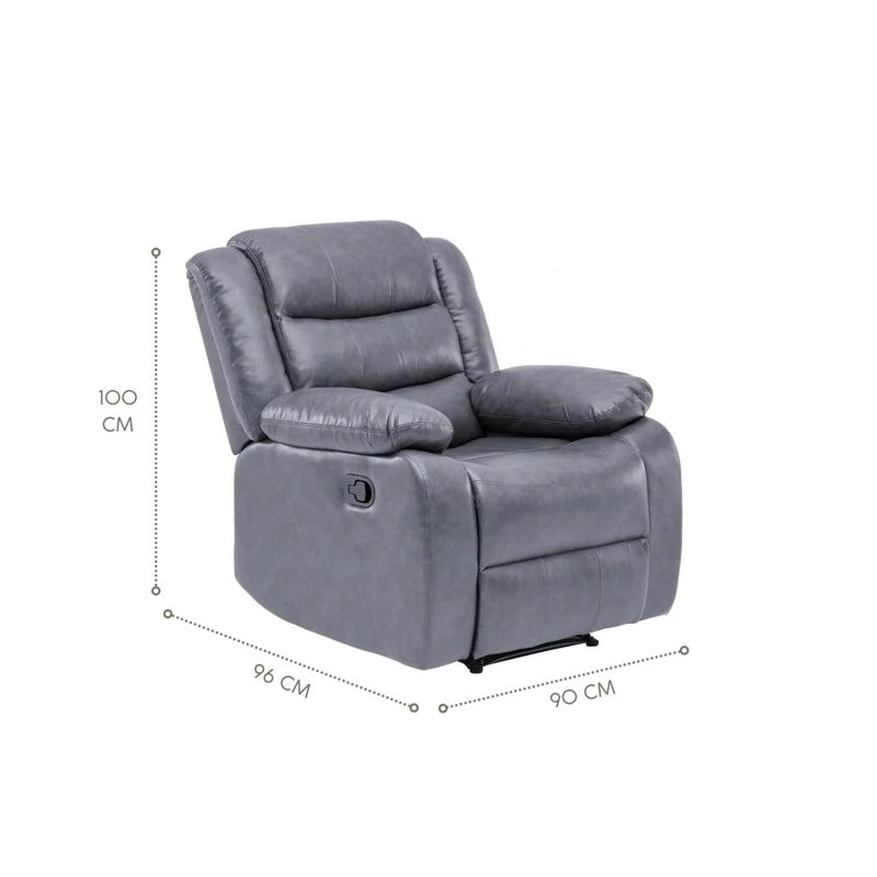 BERGER DANIELS KM060RGR GRIS RECLINABLE 1 CUERPO MODERNO PU BERLIN - 2