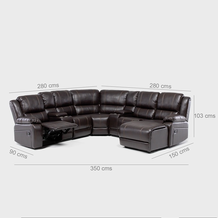 SOFÁ SECCIONAL CAFÉ - MODERNO DERECHO + 2 CONSOLAS ROYALTY KM9026BRR - 3