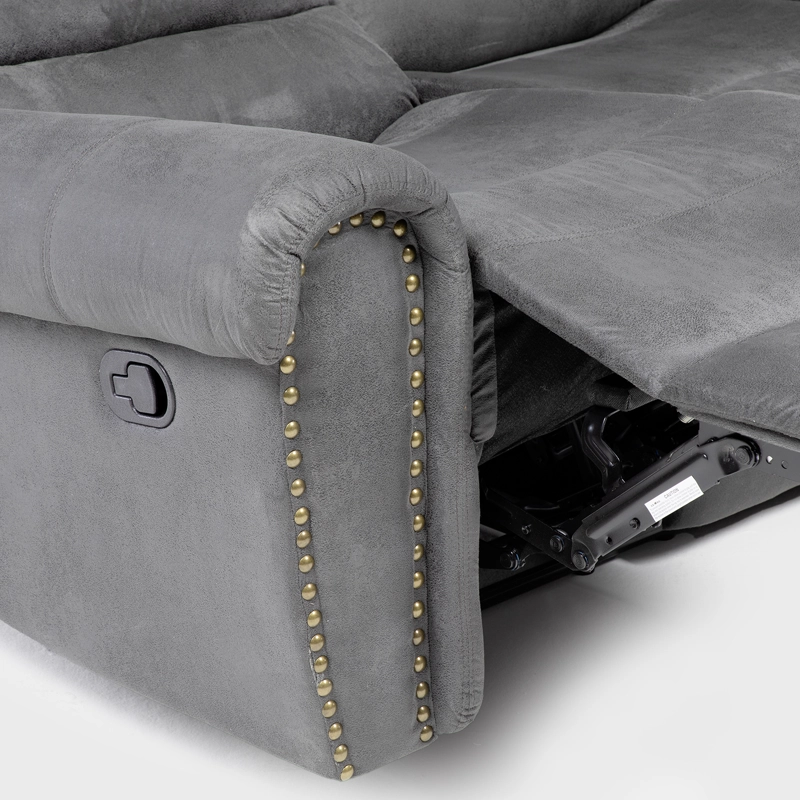 SOFÁ SECCIONAL RECLINABLE MODERNO GRIS 5 CUERPOS + CONSOLA CASTLE 7245CHCGR - 3