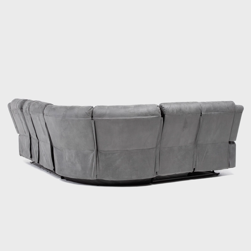 SOFÁ SECCIONAL RECLINABLE MODERNO GRIS 5 CUERPOS + CONSOLA CASTLE 7245CHCGR - 5