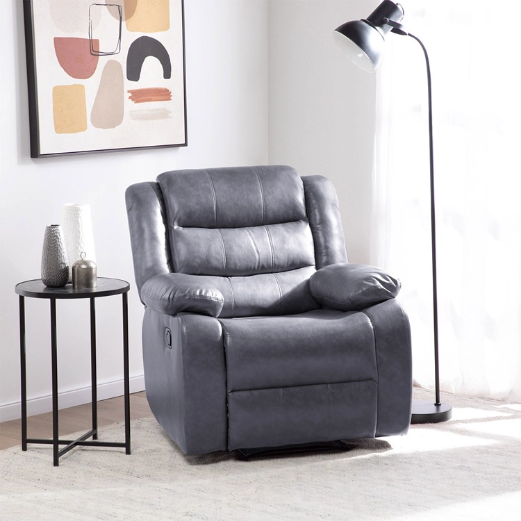 LIVING SOFÁ 3 CUERPOS RECLINABLE ROMA GRIS + 2 BERGERS KM060GR - 5