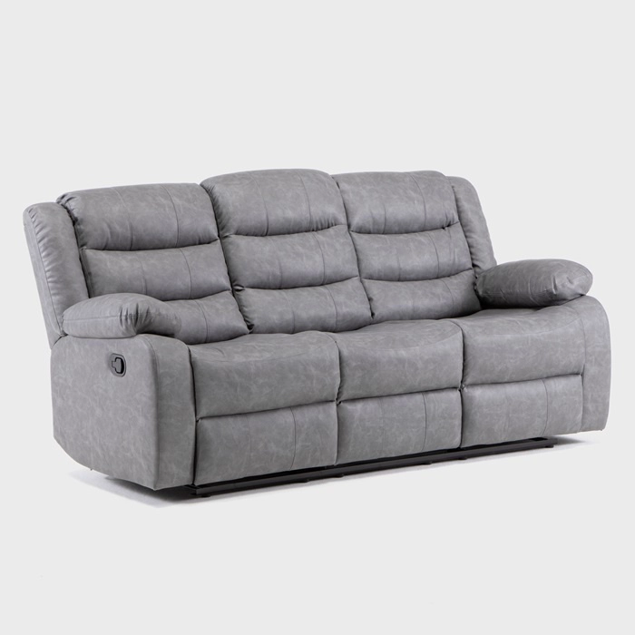 LIVING SOFÁ 3 CUERPOS RECLINABLE ROMA GRIS + 2 BERGERS KM060GR - 12