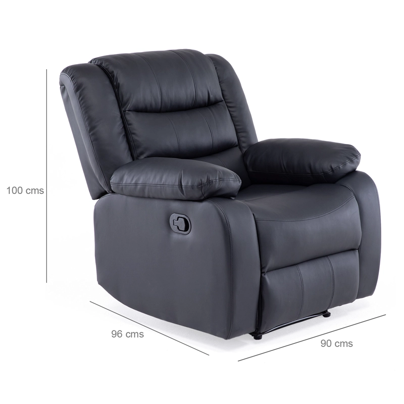 LIVING SOFÁ 3 CUERPOS RECLINABLE ROMA NEGRO + 2 BERGERS KM060BL - 8