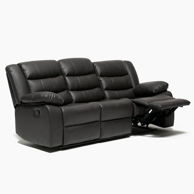 LIVING SOFÁ 3 CUERPOS RECLINABLE ROMA NEGRO + 2 BERGERS KM060BL - 11