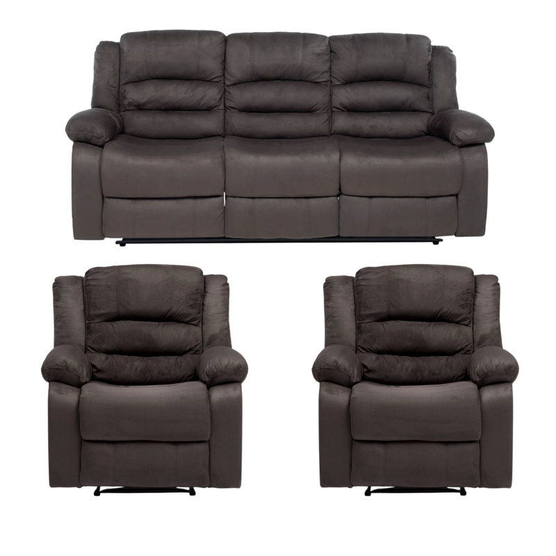 LIVING SOFÁ 3 CUERPOS RECLINABLE MARTELL GRIS + 2 BERGERS FG98060GR - 5