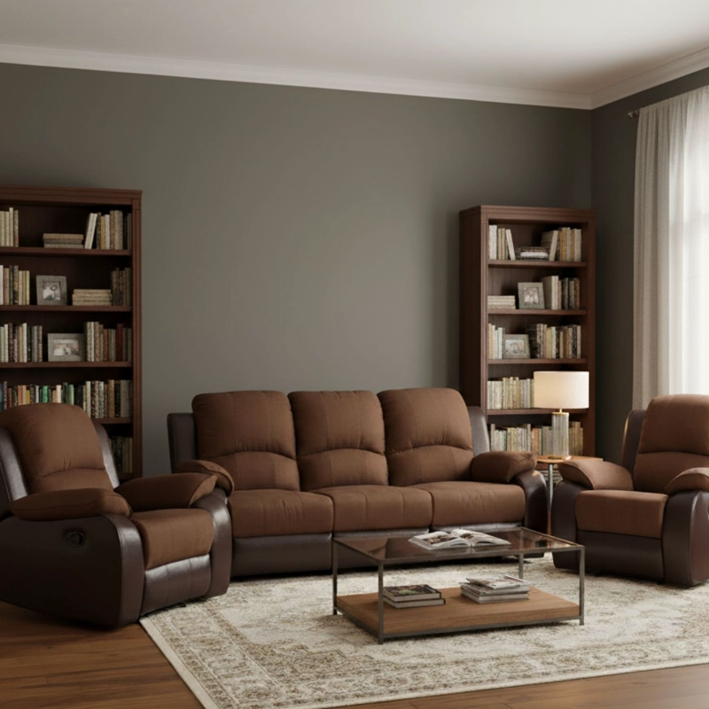 SOFÁ 3 CUERPOS + 2 BERGERS  PARA LIVING RECLINABLES THOMPSON U9000 - 1