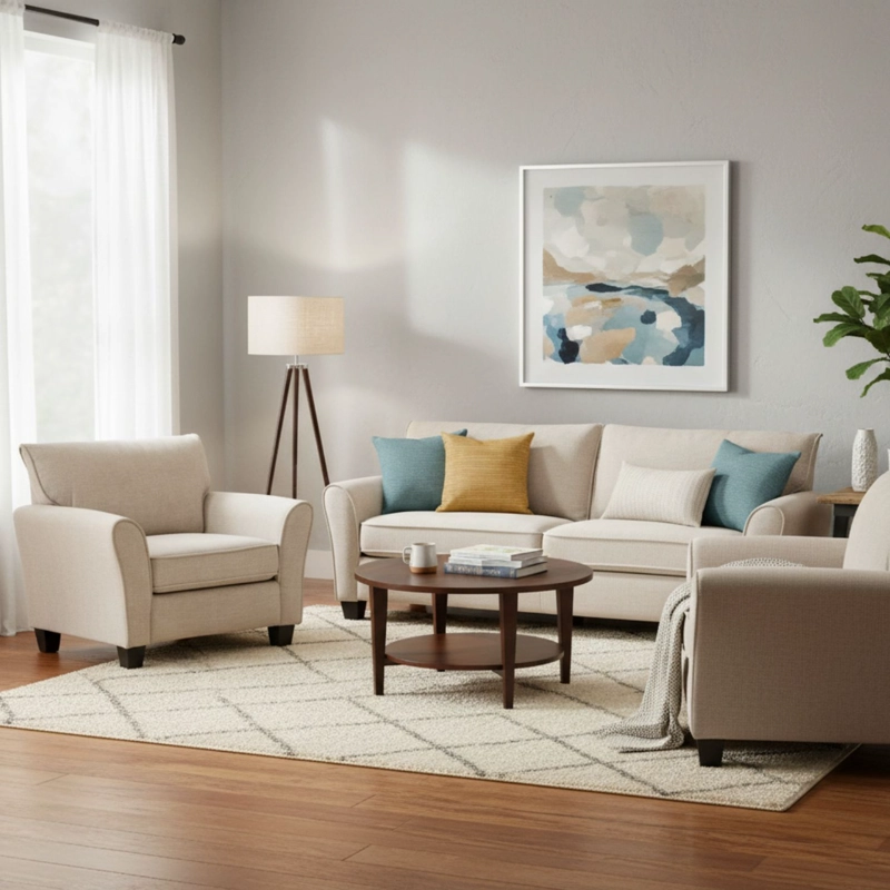 LIVING 3 CUERPOS NEW CHARLOTTE BEIGE + 2 BERGERS KM2500 - 1
