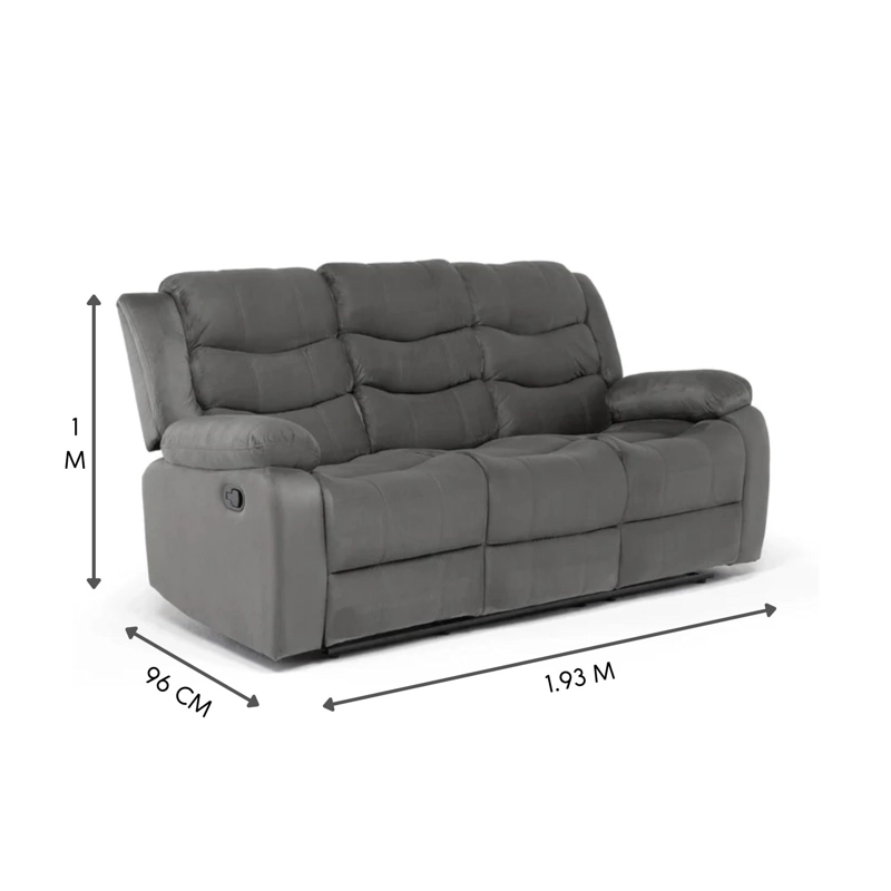 SOFÁ 3 CUERPOS RECLINABLE TRADICIONAL NORMAN GRIS 2011SFGR - 2