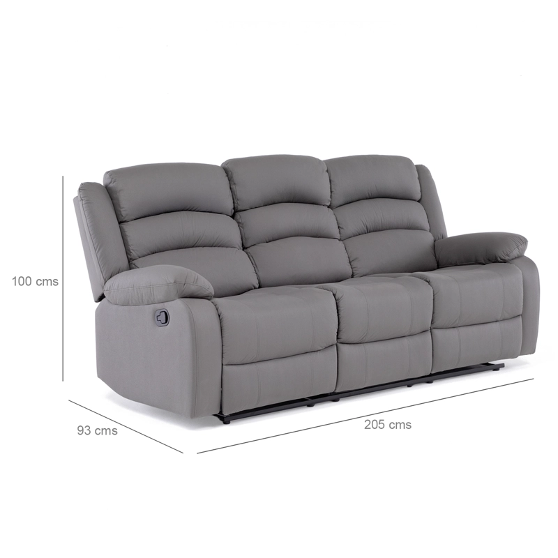 SOFÁ 3 CUERPOS RECLINABLE MODERNO GRIS NEW PRAGA 8041SFFGR - 6