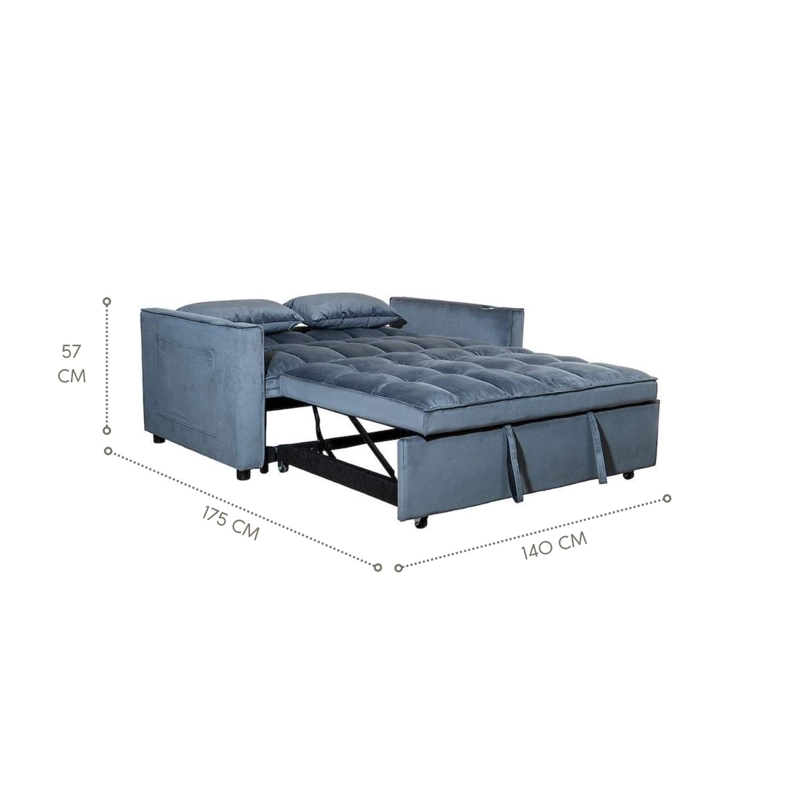 SOFÁ CAMA 2 CUERPOS MODERNO DALLAS GRIS KMP1GR - 11