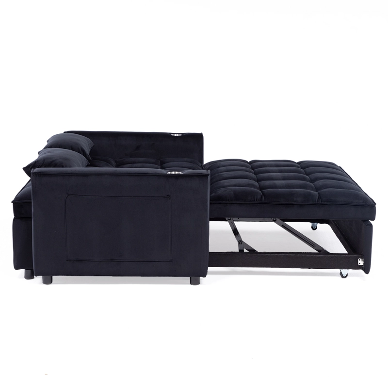 SOFÁ CAMA 2 CUERPOS MODERNO DALLAS EN COLOR NEGRO KMP1BK - 2