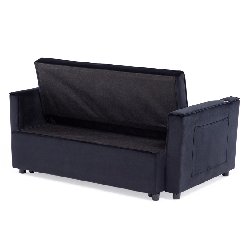 SOFÁ CAMA 2 CUERPOS MODERNO DALLAS EN COLOR NEGRO KMP1BK - 3