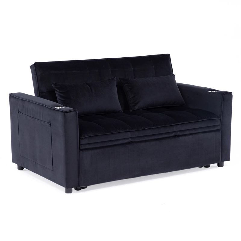 SOFÁ CAMA 2 CUERPOS MODERNO DALLAS EN COLOR NEGRO KMP1BK - 6