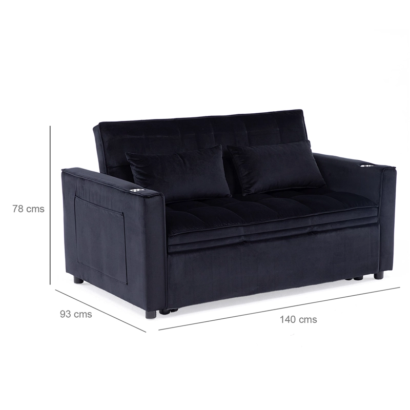 SOFÁ CAMA 2 CUERPOS MODERNO DALLAS EN COLOR NEGRO KMP1BK - 7