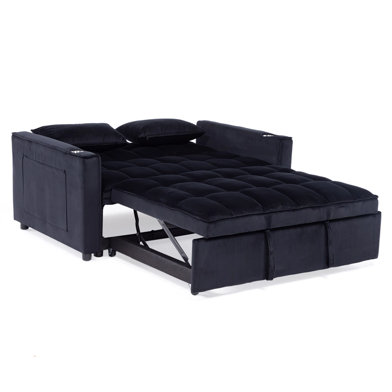 SOFÁ CAMA 2 CUERPOS MODERNO DALLAS EN COLOR NEGRO KMP1BK - 9