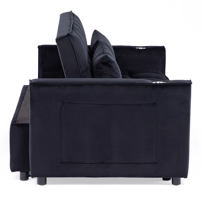 SOFÁ CAMA 2 CUERPOS MODERNO DALLAS EN COLOR NEGRO KMP1BK - 11