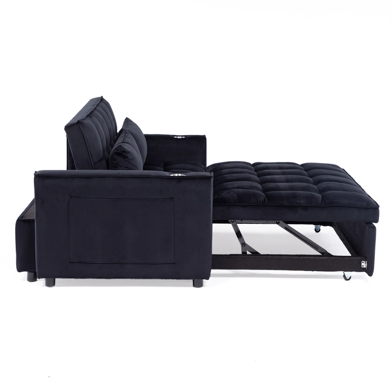 SOFÁ CAMA 2 CUERPOS MODERNO DALLAS EN COLOR NEGRO KMP1BK - 12