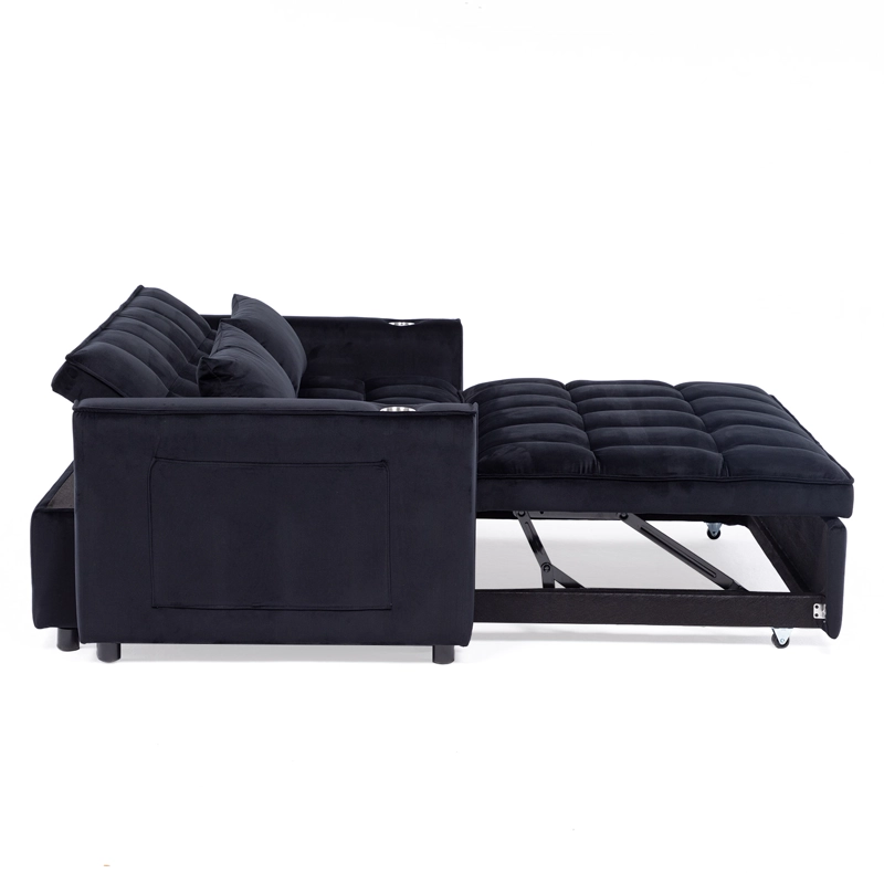 SOFÁ CAMA 2 CUERPOS MODERNO DALLAS EN COLOR NEGRO KMP1BK - 13